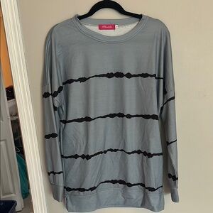 Striped Long Sleeve Lightweight Sweatshirt